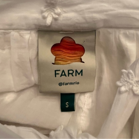 FARM RIO White Pineapple Embroidered Long Sleeve Boho Blouse Cotton Size Small - Picture 10 of 12